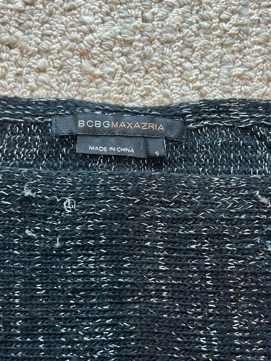 BCBGMaxAzria Black with metalic/silver Fleck Knit Top - Picture 2 of 4